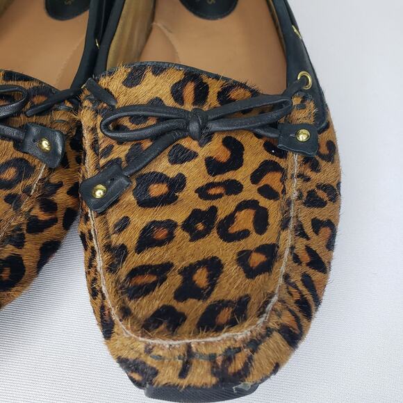 Clarks Dunbar Womens 9 Cruiser Pony Hair Slip-on Moccasin Loafers Leopard Print - Picture 4 of 16